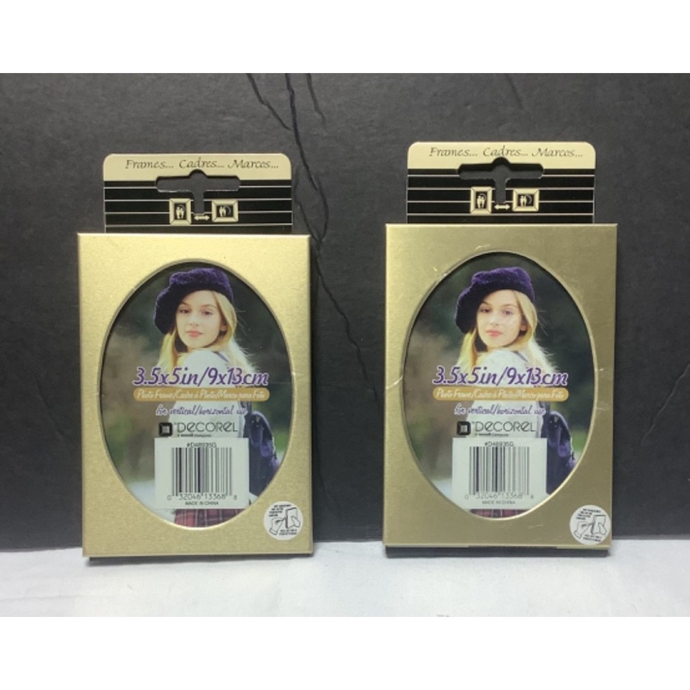 Two NEW Decorel Gold Colored Photo Frames 3.5"x5"